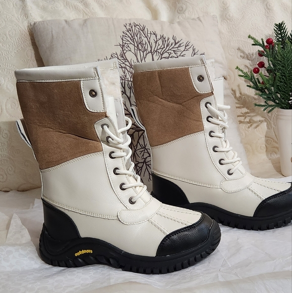 Brand new OUTDOOR Genuine upper Leather Winter boots, Beige Size 37 - Picture 5 of 9